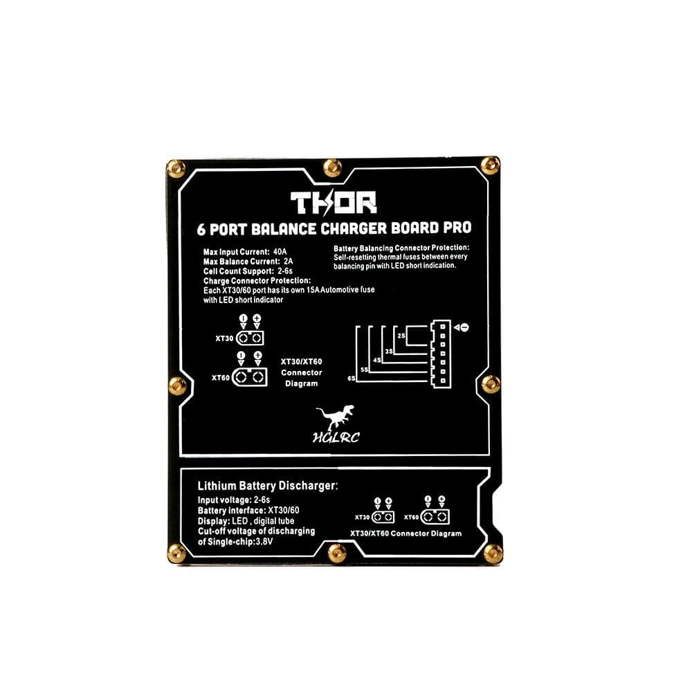 HGLRC Thor 6 Port Lipo Battery Balance Charger Board Pro 40A XT60 XT30 Plug 2-6S Integrated with Lipo Discharger for IMAX B6 ISDT Q6 Nano HOTA D6 Pro P6 for fpv drones 3