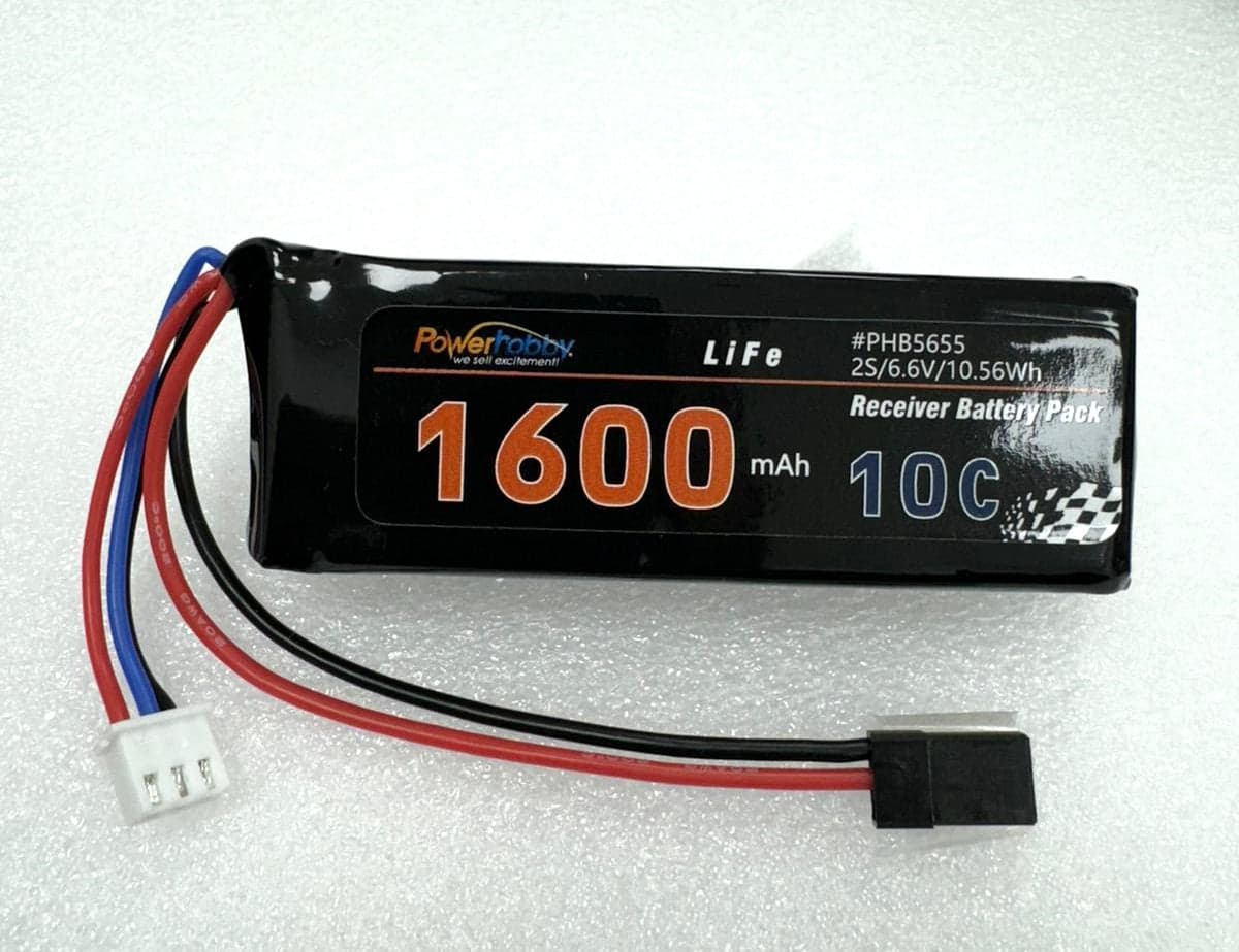 Powerhobby 6.6V 1600mah LiFe Receiver Battery Pack w Balance Plug for fpv drones