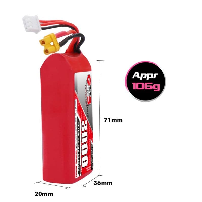 Gaoneng GNB 7.4V 2S 3000mAh Jumper T16/T18 & RadioMaster TX16S Compatible LiPo Battery - XT30 for fpv drones