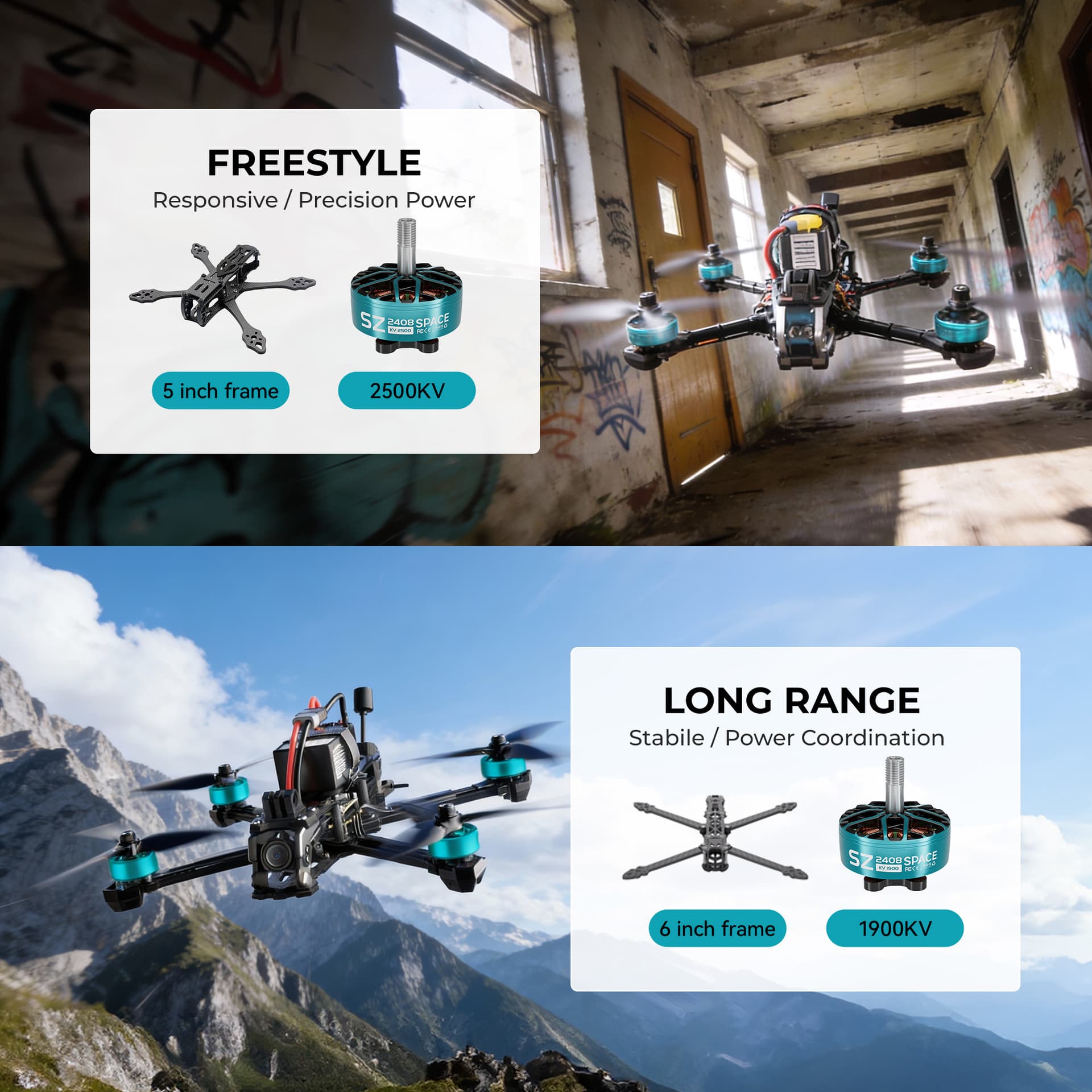 MEPS SZ2408 5-6” FPV Brushless Motor – Freestyle & Long-Range 1900KV/2500KV for fpv drones 6