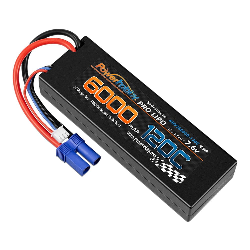 Powerhobby 2S 7.6V HV + Graphene 6000MAh 120c Lipo Battery w EC5 Plug for fpv drones 1