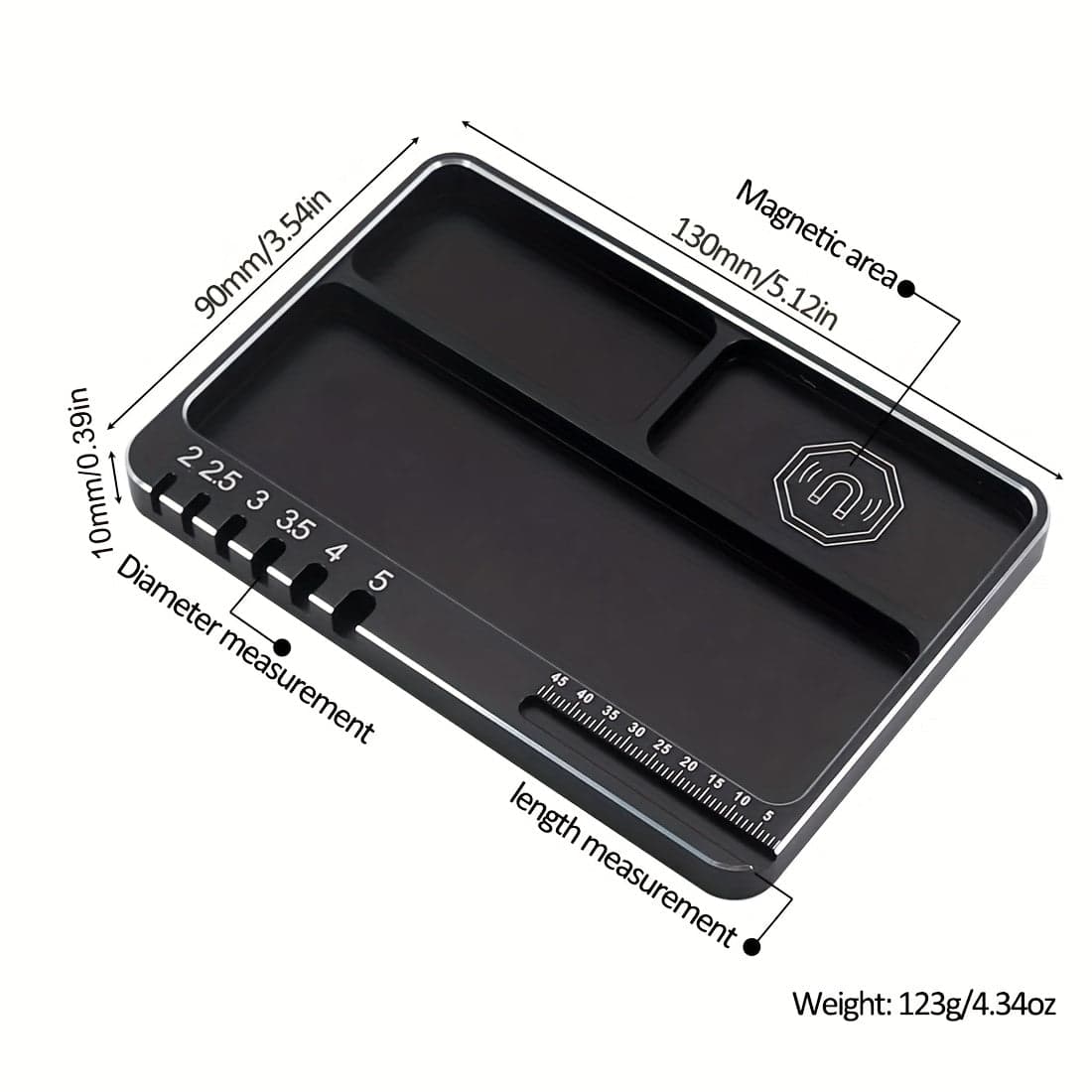 Magnetic Screw Tray, Aluminum Alloy Screws Storage & Measuring Tray with Magnetic Pad for fpv drones 2