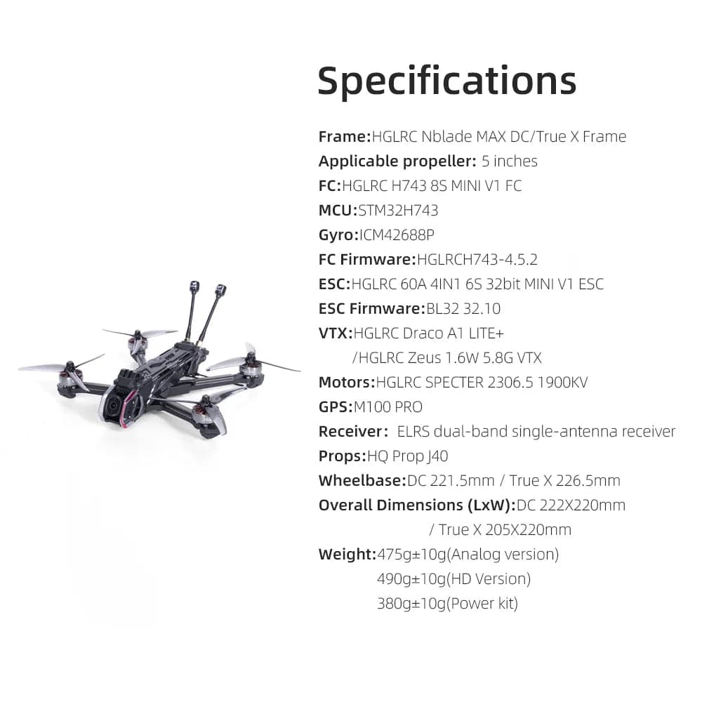 HGLRC Nblade MAX 5-inch drone For Freestyle cinematic FPV Drone for fpv drones 12