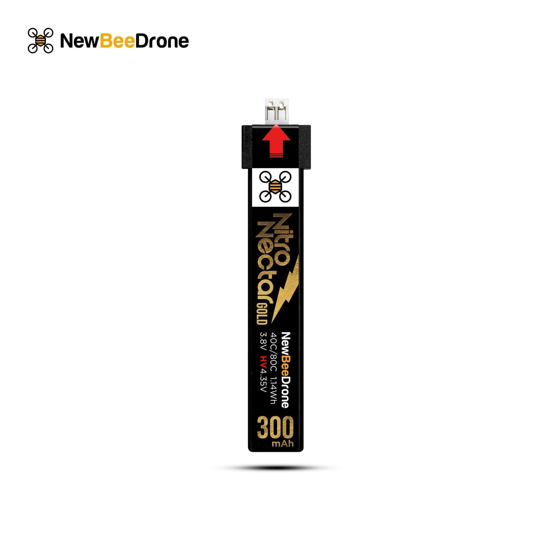 NewBeeDrone Nitro Nectar Gold 300mAh 1S HV LiPo Battery (4 Battery) for fpv drones