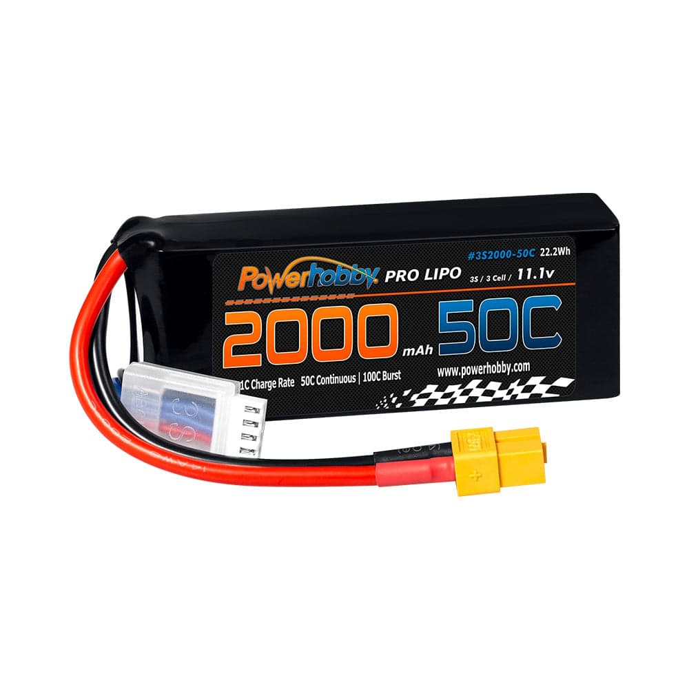 Powerhobby 3S 11.1V 2000mAh 50C Lipo Battery W xT60 Plug + Adapter for fpv drones