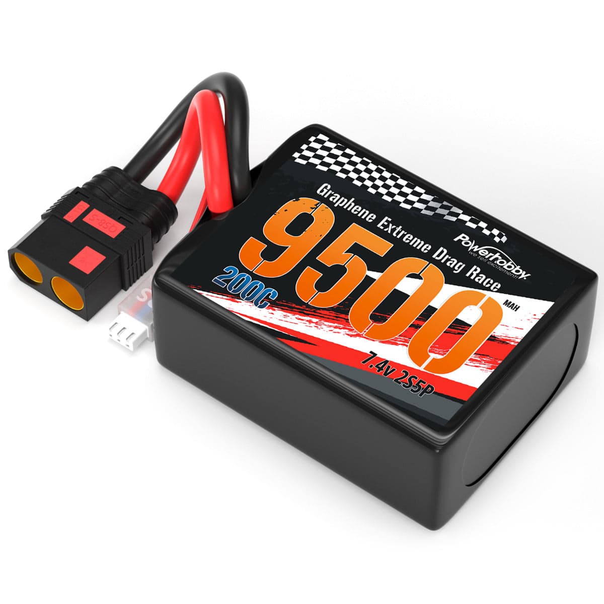 Powerhobby 2S 9500MAH 200C DRAG LIPO BATTERY PACK 2S5P w 8AWG Wire QS8 PLUG for fpv drones 1