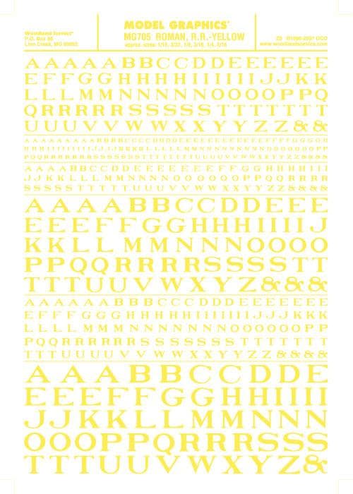 Woodland Scenics MG705 Roman R.R. Letters Yellow 1/16-5/16" Train Decal Sheet for fpv drones