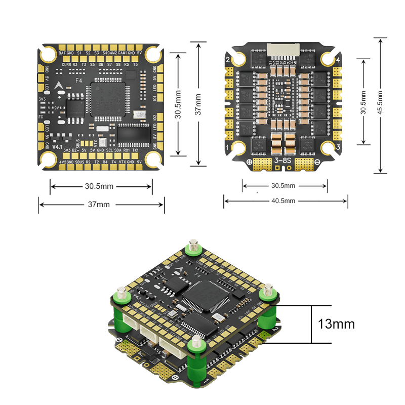 Aocoda F475 V4 Stack - F405+75A AM32 8S for fpv drones 1