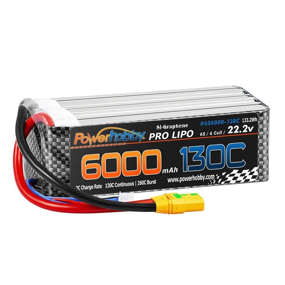 Powerhobby 6s 22.2V 6000mah 130C-260C Lipo Battery With XT90 Plug 6-Cell for fpv drones 2