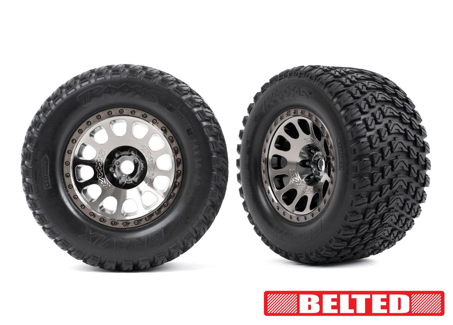 Traxxas 7862X XRT Black Chrm Wheels w/ Belted Gravix Race Tires for fpv drones
