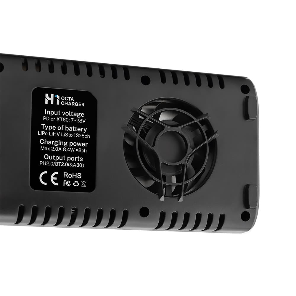 ToolkitRC H1 Octa Charger 2A 1S 8-Port Charger - 3.25 for fpv drones 3