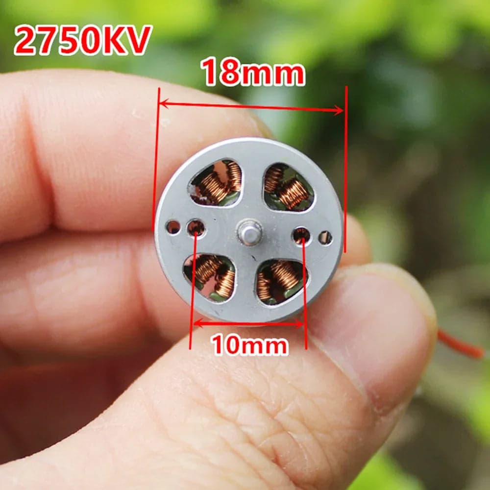 Mini 18mm 3-phase Brushless Motor DC 7.4V 2750KV High Speed 2mm Shaft 2S-3S BLDC for fpv drones