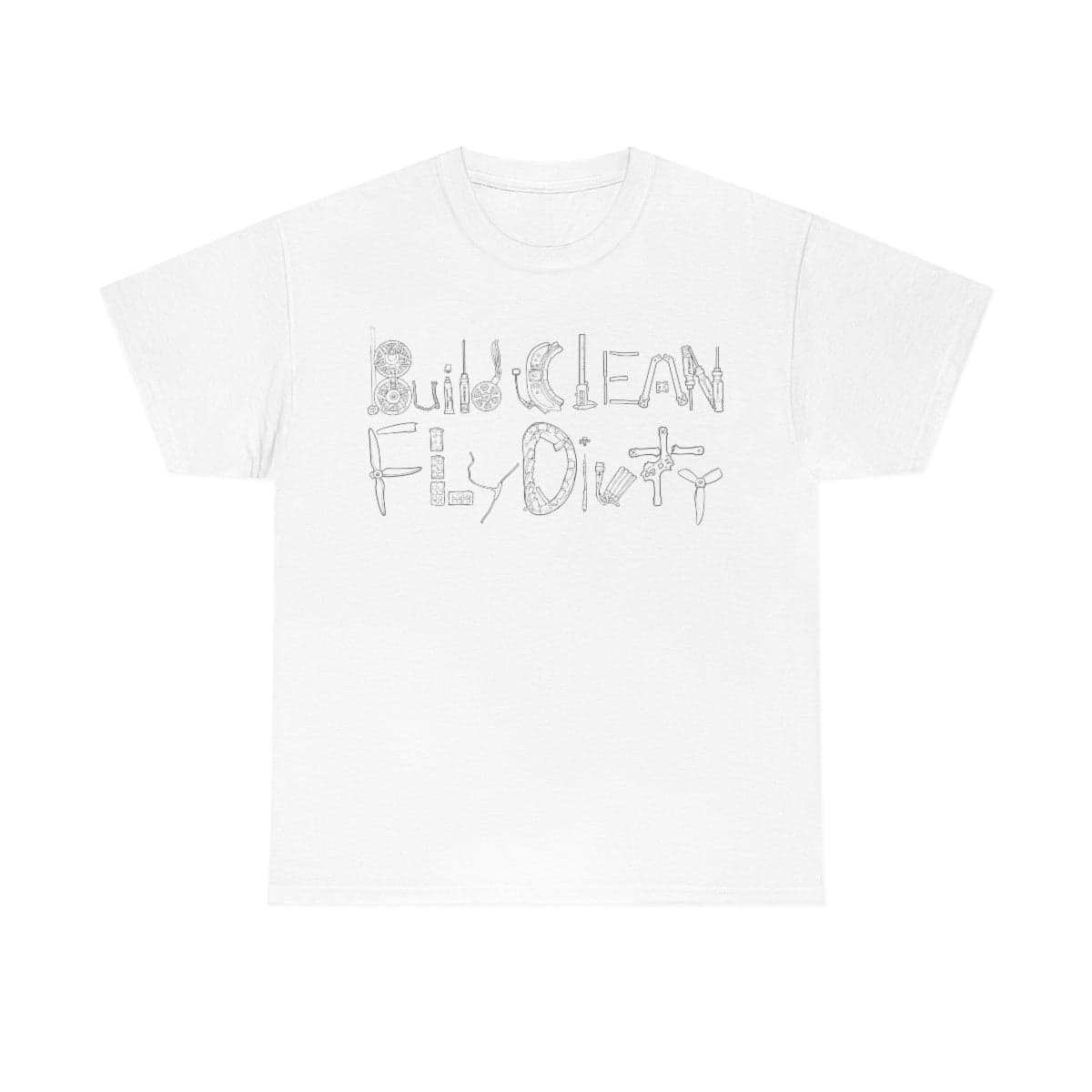 Build Clean Fly Dirty T-Shirt - Black Logo for fpv drones 9