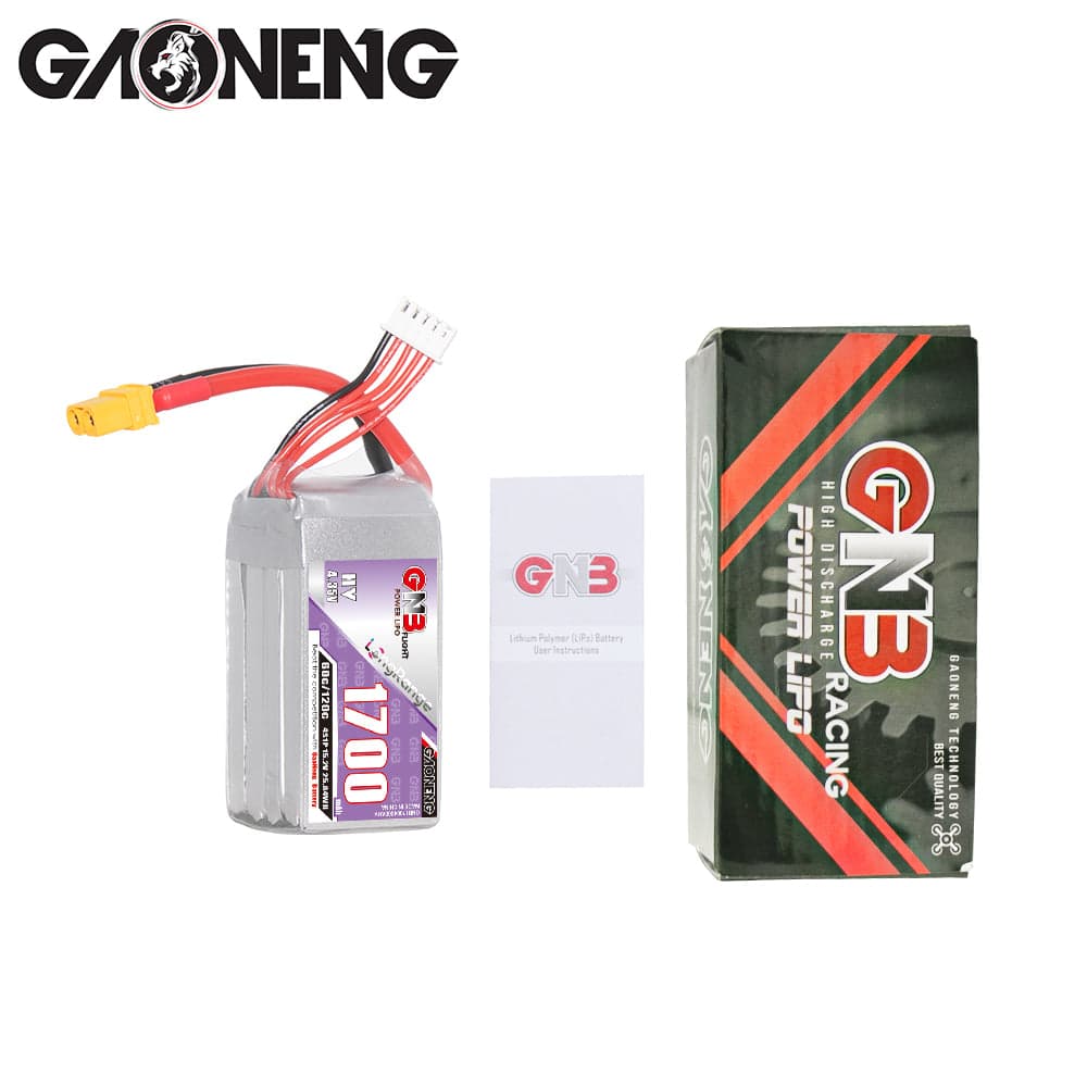 Gaoneng GNB 1700mAh 15.2V 4S 60C HV Lipo Battery - XT60 for fpv drones 4