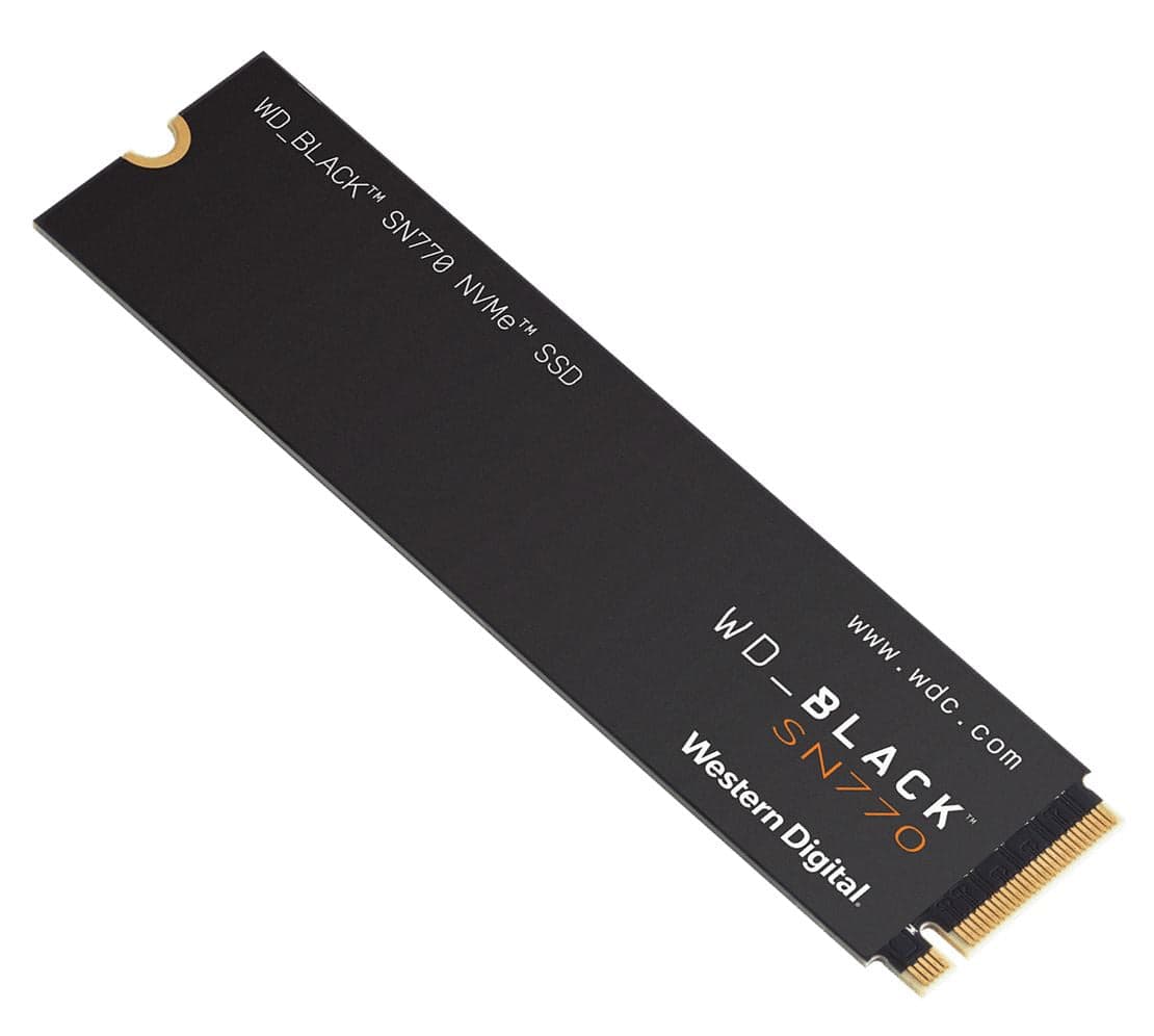 Western Digital WD Black SN770 2TB Gen4 NVMe SSD - 5150MB/s 4850MB/s R/W 1200TBW 650K/800K IOPS 1.75M Hrs MTBF M.2 PCIe4.0 5yrs WDS200T3X0C [PC] for fpv drones