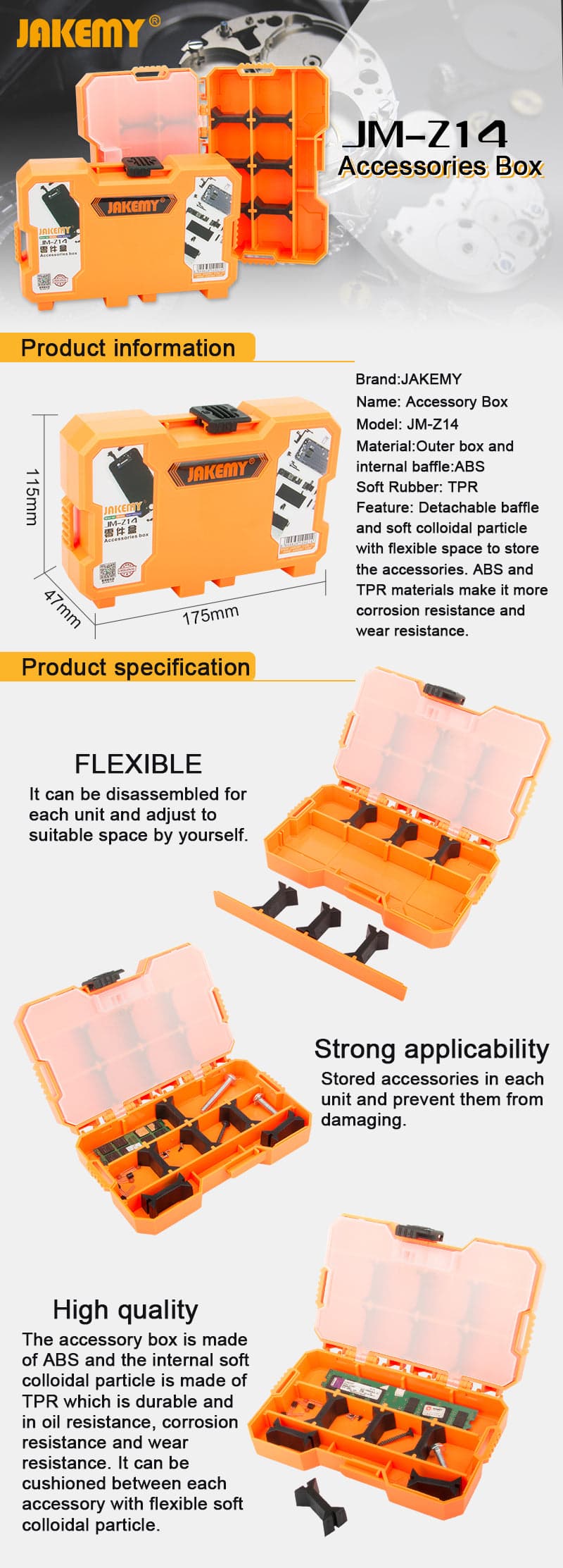 JAKEMY Compartment Tool Box JM-Z14 for fpv drones 4