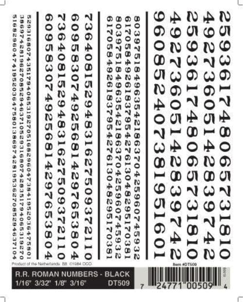 Woodland Scenics DT509 RR Roman Numbers Black 1/16-3/16" Train Decal Sheet for fpv drones