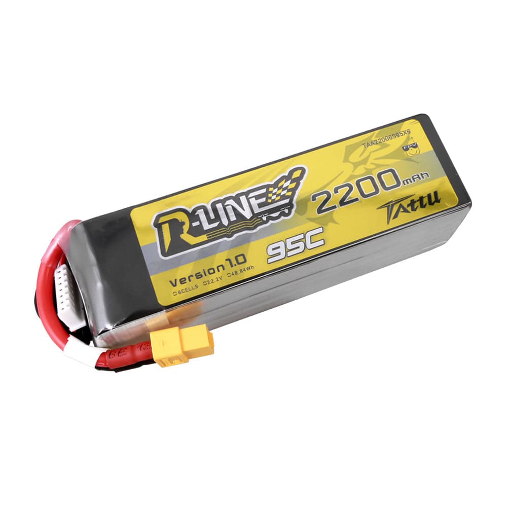 Tattu R-Line 22.2V 2200mAh 6S 95C LiPo Battery - XT60
