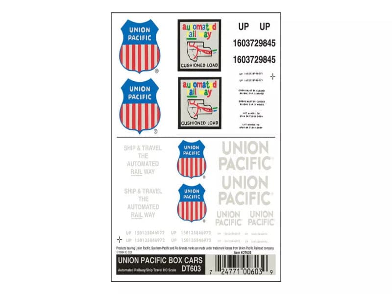 Woodland Scenics DT603 Boxcar Decals Union Pacific HO Train Decal Sheet for fpv drones