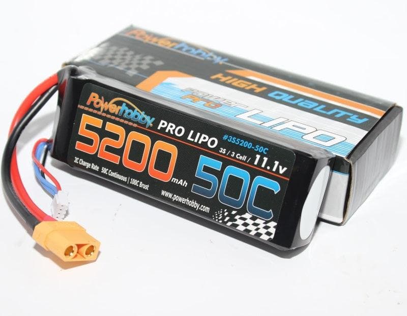 PowerHobby 3S 11.1V 5200mAh 50C Lipo Battery Pack w XT60 Connector / Plug 3-Cell for fpv drones 1