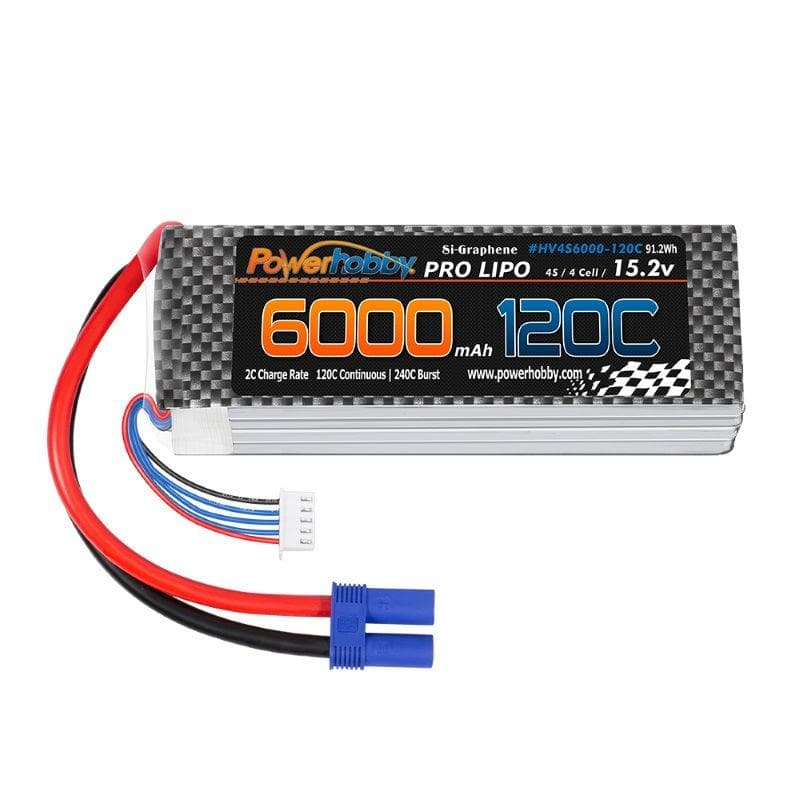 Powerhobby 4s 15.2v 6000MAH 120C Graphene + HV Lipo Battery EC5 Plug Soft Case for fpv drones 2