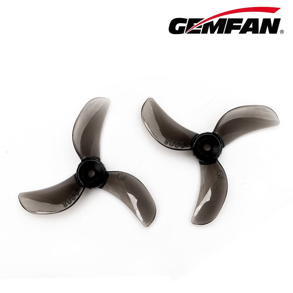 Gemfan 1208-3 31MM Tri blade 1.5mm Shaft (4CW+4CCW) Poly Carbonate - Clear Black for fpv drones