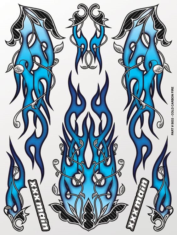 XXX Main XXXS032 Cold Carbon Fire Sticker Sheet for fpv drones