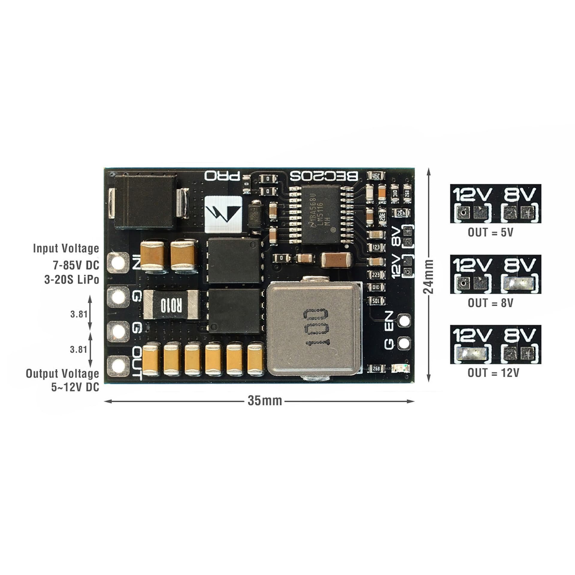 Matek BEC20S-PRO 7-85V To 5V/8V/12V-5A for fpv drones 1