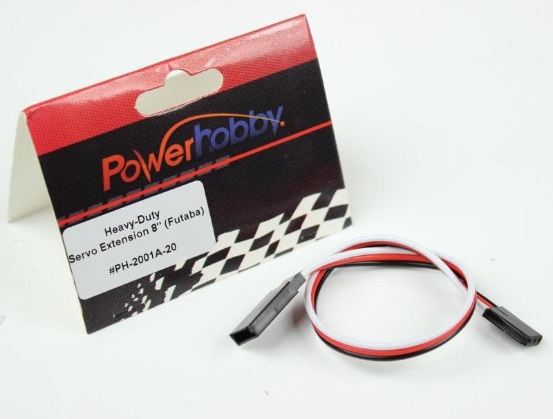 Powerhobby 8" Heavy Duty Servo Extension Wire Futaba Connector J 20AWG for fpv drones