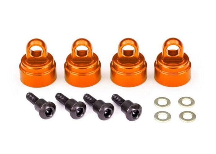 Traxxas 3767T aluminum Orange Shock Cpas (4) Slash Rushter Bandit for fpv drones
