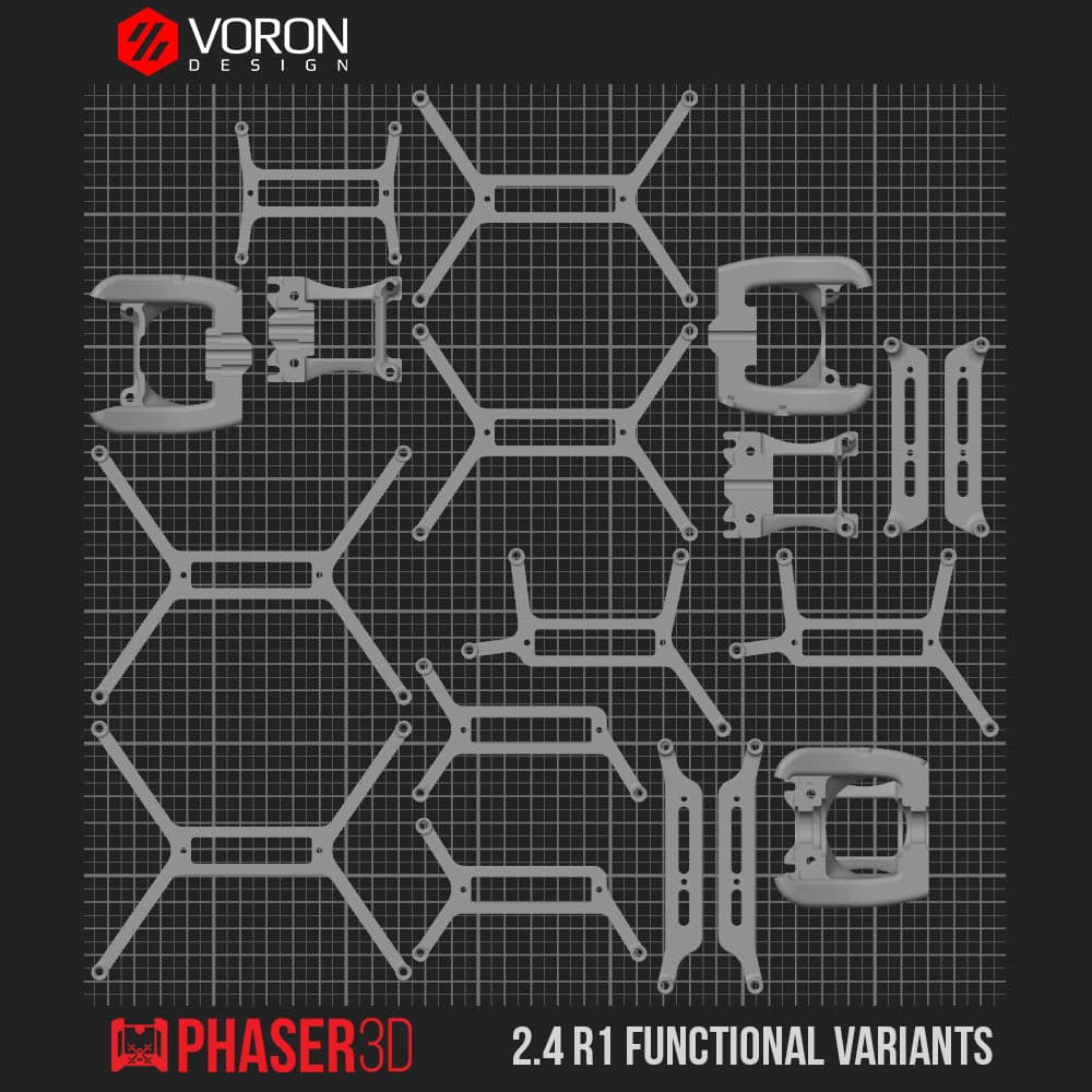 Voron 2.4 R1 Functional Parts Set Printed in Prusament Polycarbonate Carbon Fibre with Fire Engine Red Accents for fpv drones 8
