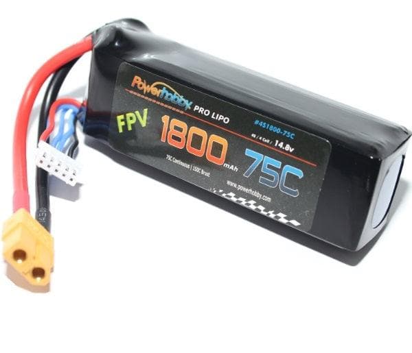 Powerhobby 4S 14.8V 1800mAh 75C Lipo Battery with XT60 Connector for fpv drones 1