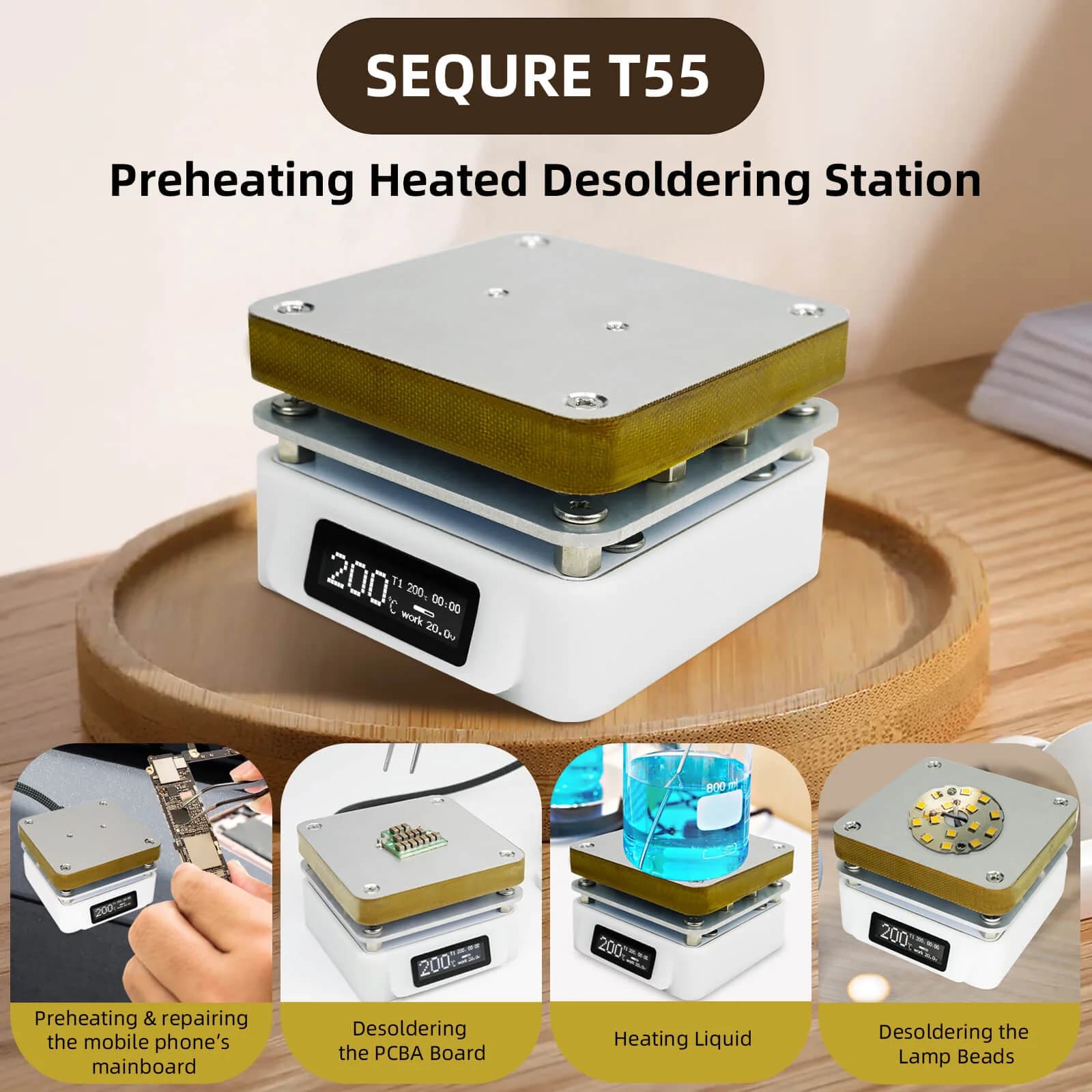 SEQURE T55 Smart Mini Constant Temp Adjustable Preheating Desoldering Station for fpv drones 2