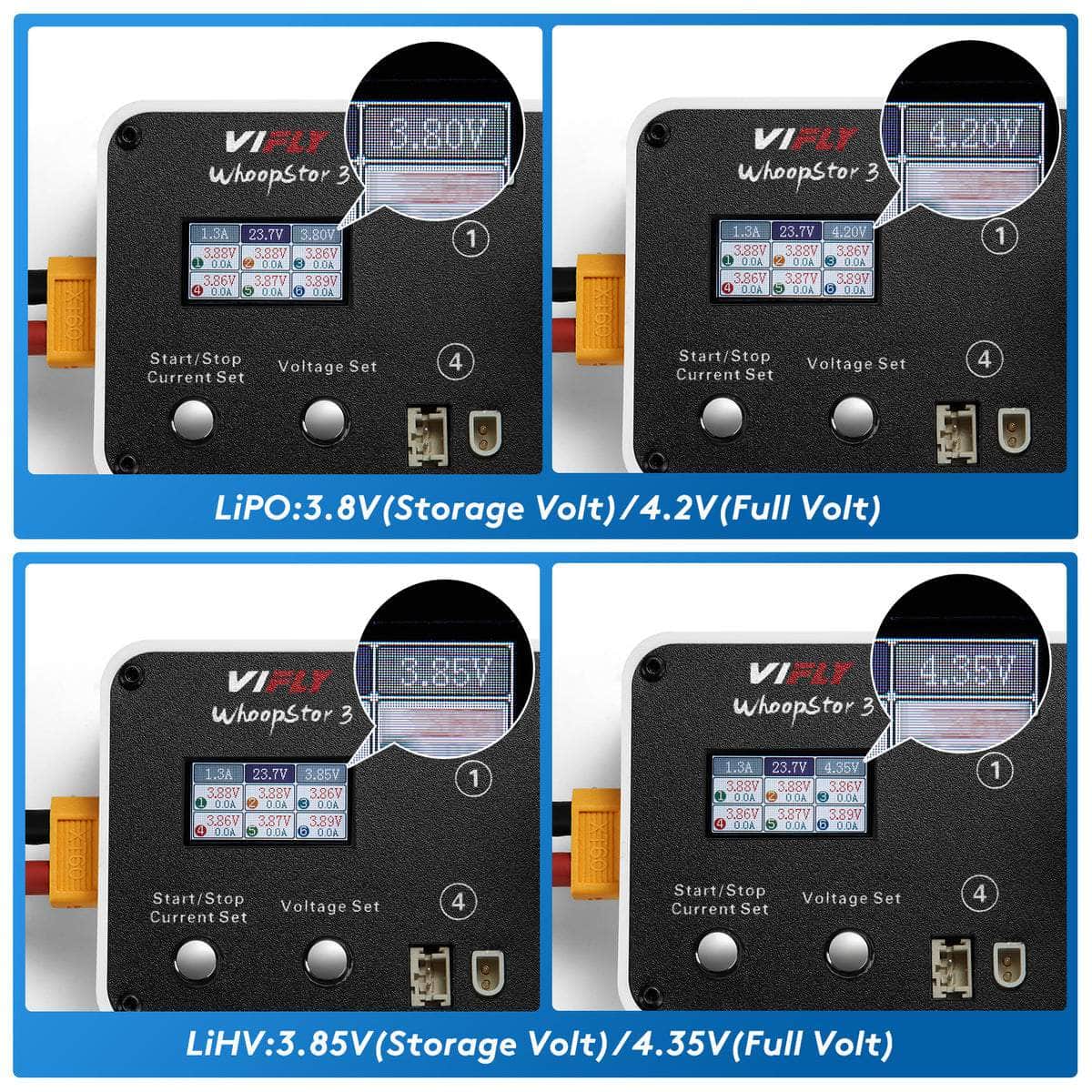 ViFly WhoopStor V3 1S LiPo/LiHV 6 Channel DC/USB-C Whoop Charger & Discharger for BT2.0 & PH2.0 - Choose Your Color for fpv drones 5