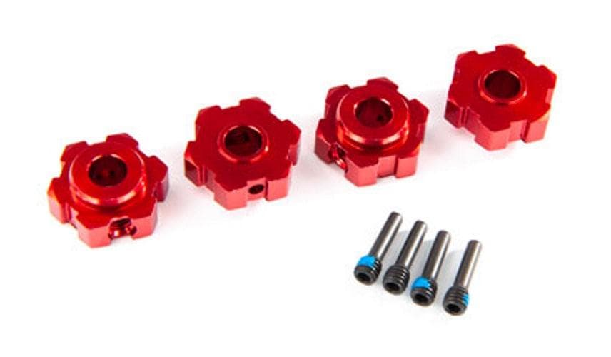 Traxxas 8956R Wheel Hubs Hex Aluminum (Red-anodized) (4) Screw Pins (4) Maxx for fpv drones