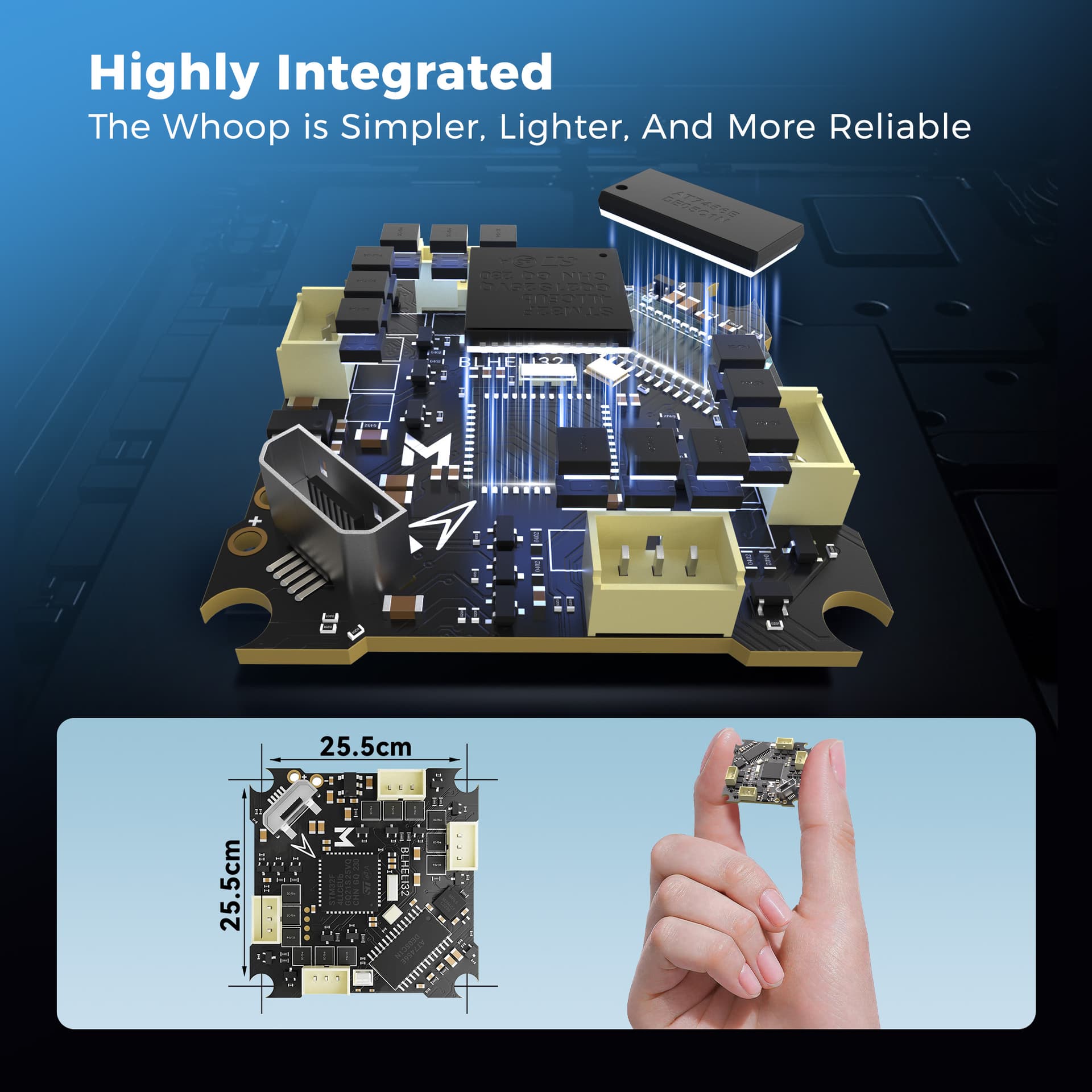 MEPS F411 1S 15A AIO High integration Flight Controller Analog for 1S Racing Whoops 25.5x25.5mm for fpv drones 8