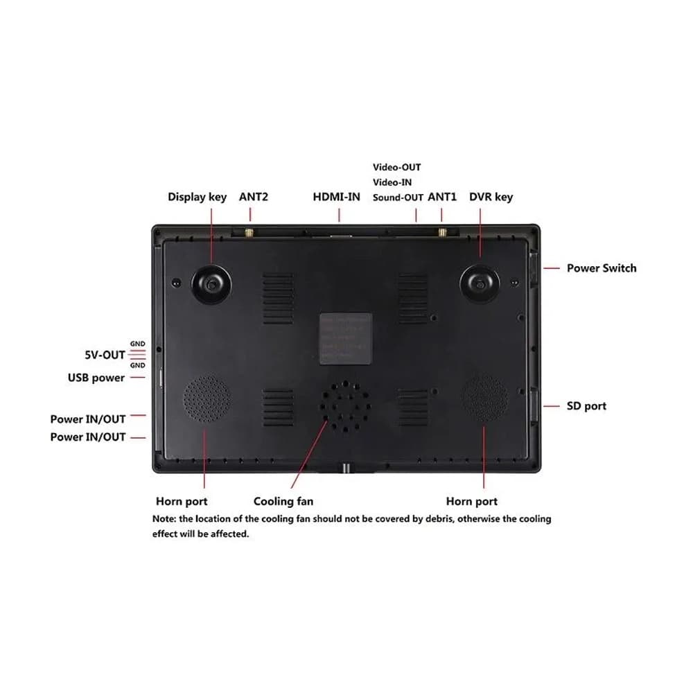 Hawkeye Captain Little Pilot 5.8GHz 10.2" FPV Monitor w/ Dual Receivers - 7.5 - Black for fpv drones 6