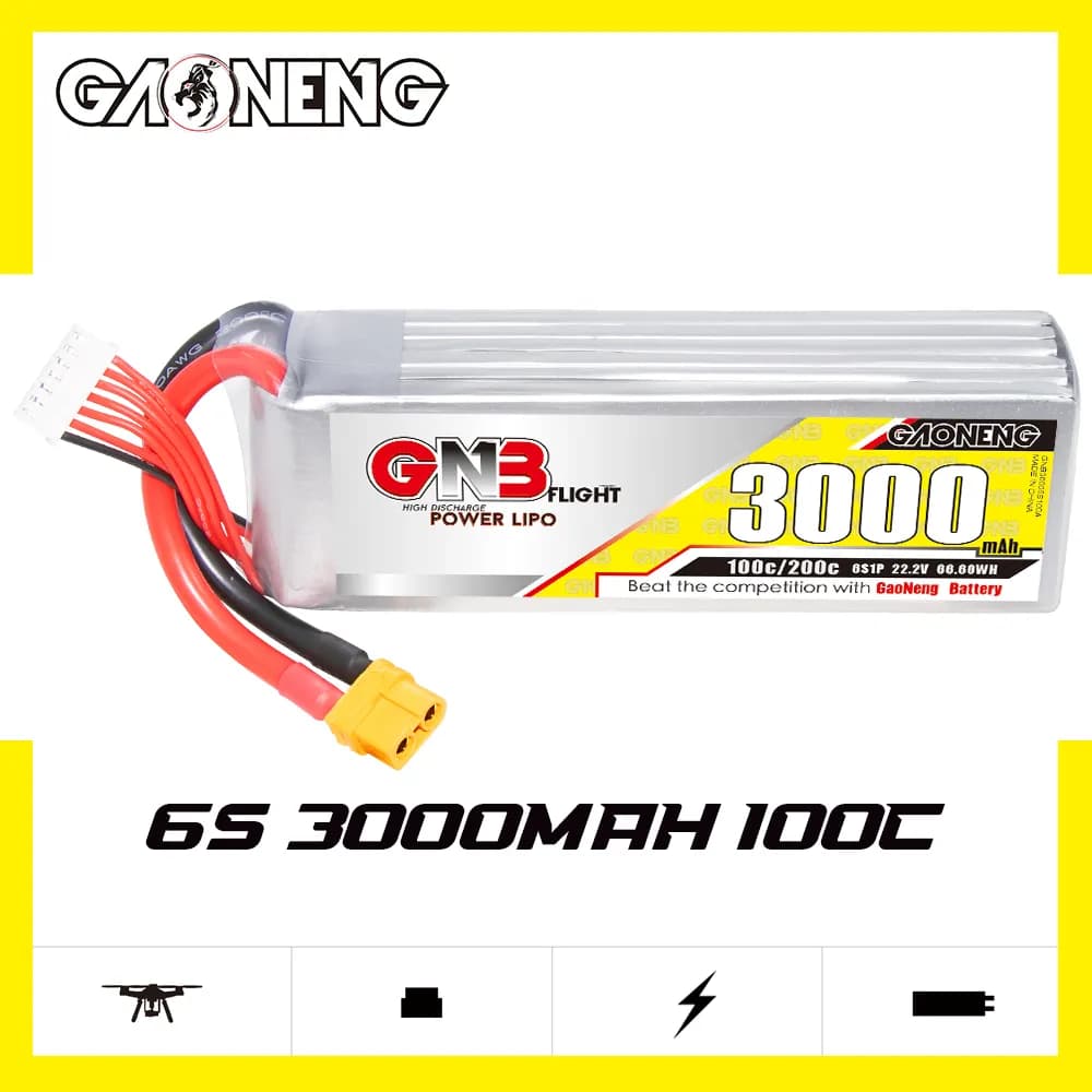 GAONENG GNB 3000mAh 22.2V 6S 100C XT60 LiPo Battery for fpv drones