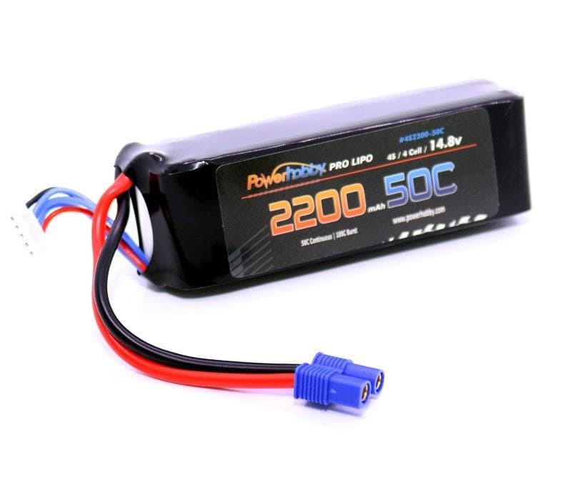 Powerhobby 4s 14.8v 2200mah 50c Lipo Battery w EC3 Plug 4-Cell for fpv drones 3