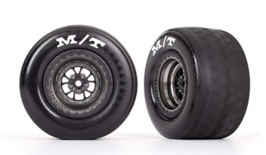 Traxxas Tires & Wheels Glued (Weld Satin Black Chrome Wheel Tire) Drag Slash for fpv drones