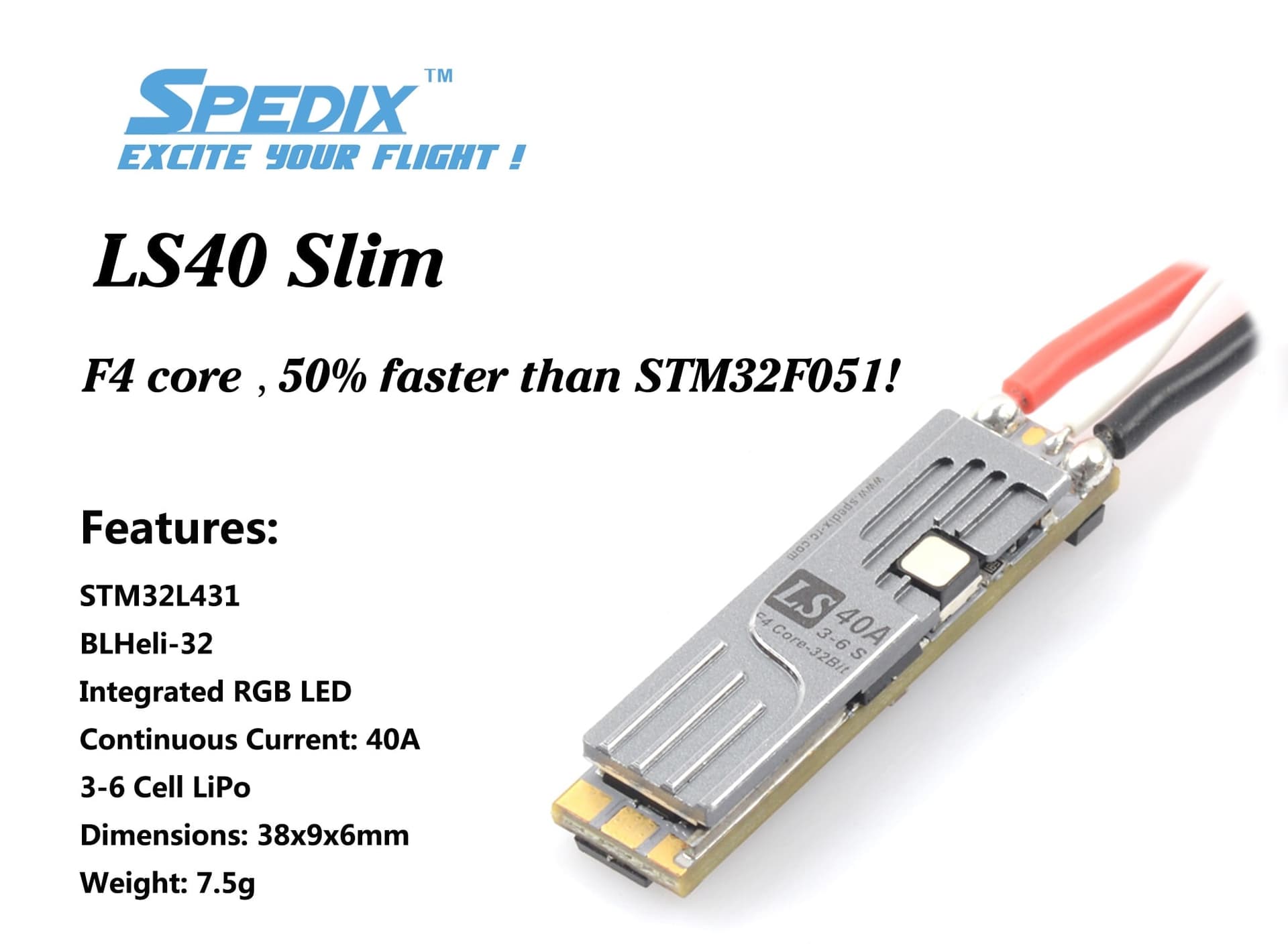 Spedix LS40 Slim 45A ESC (2-6S) for fpv drones 3