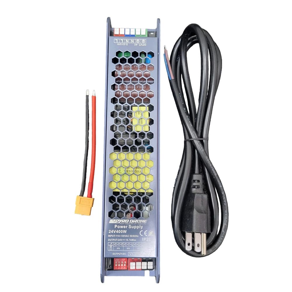 Pyrodrone Power Supply v2 400W/16.7A/24V -Updated Plug and Play Most Chargers for fpv drones