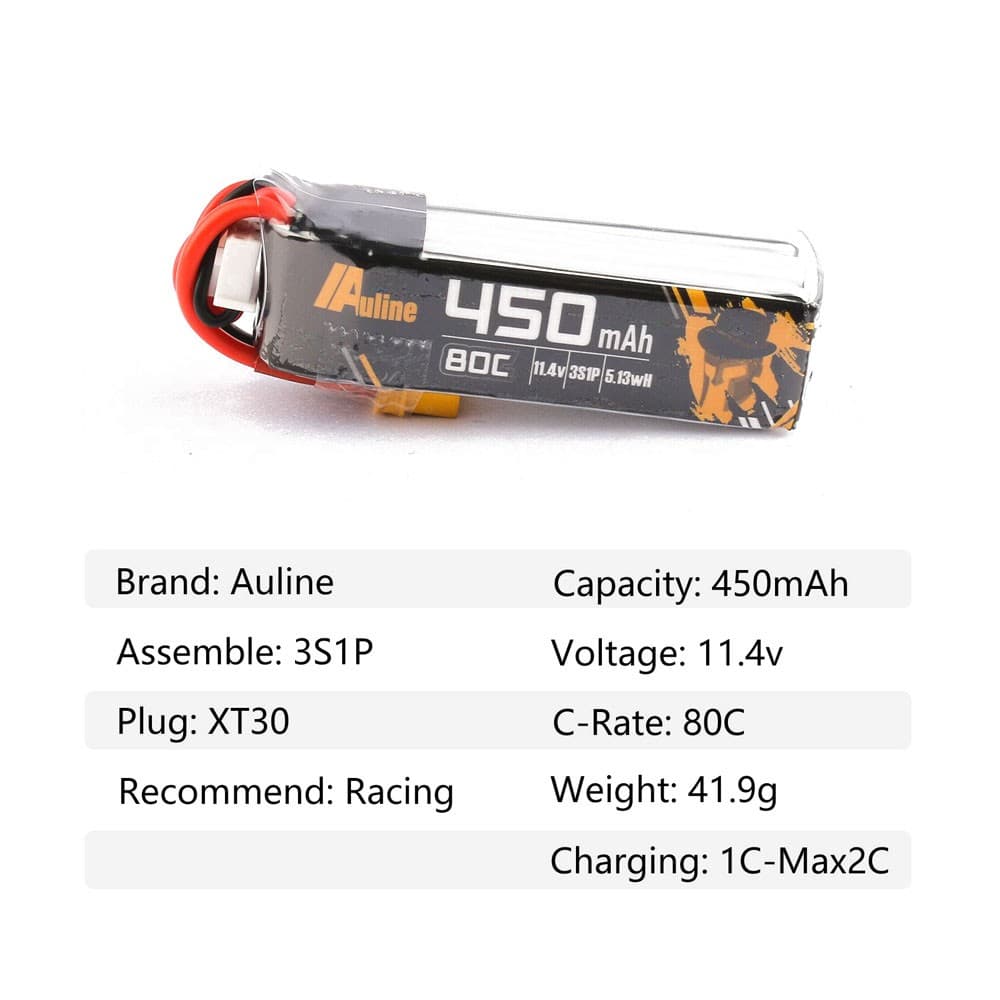 Auline 3S 450mah XT30 Lipo Battery for fpv drones 1