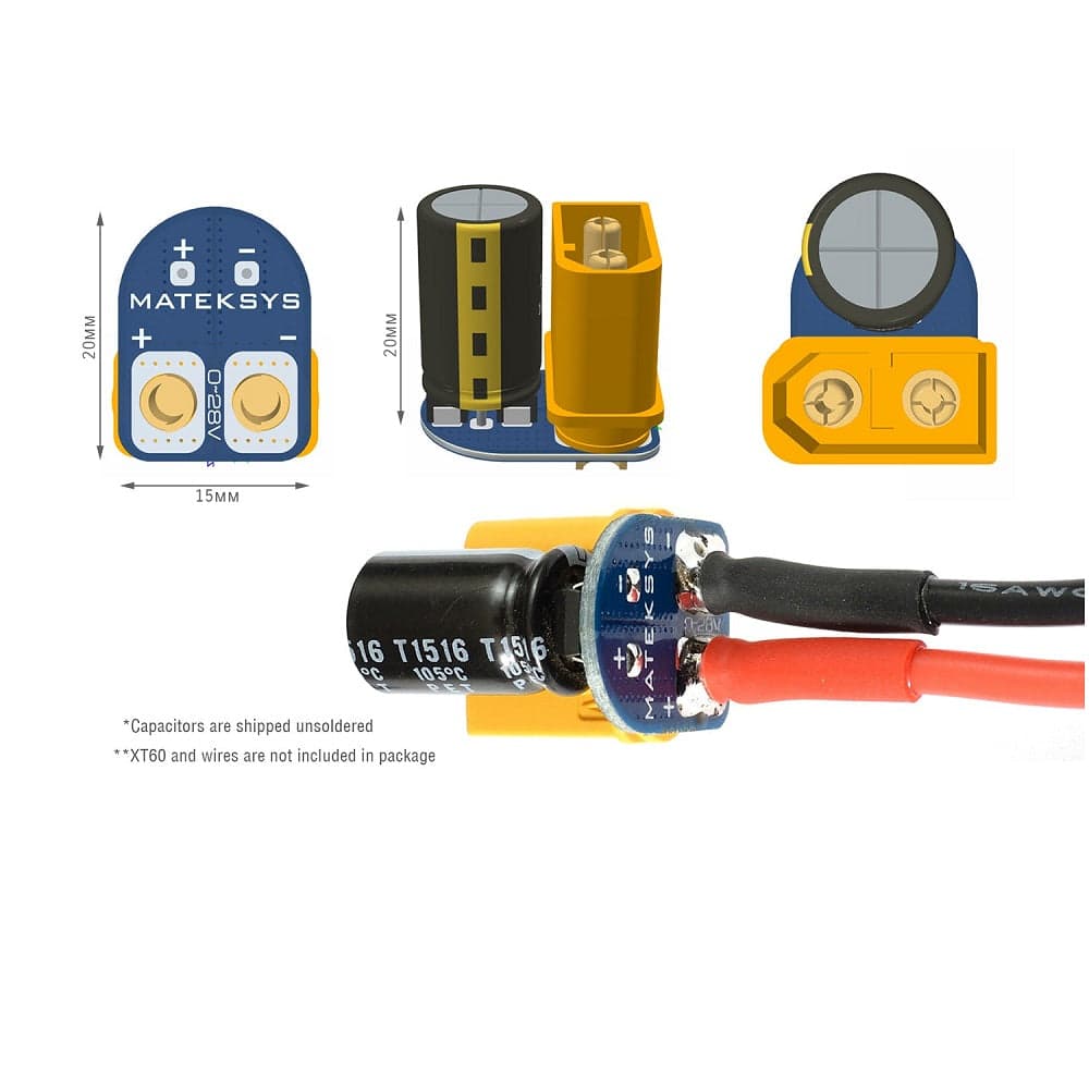 XT60 PCB W/ TVS Diode and Capacitor Mount for fpv drones 1