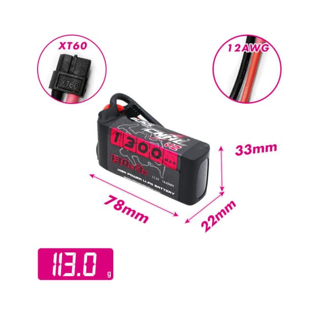 CNHL Black Series 1300mAh 3S 130C Lipo battery for RC models for fpv drones 4