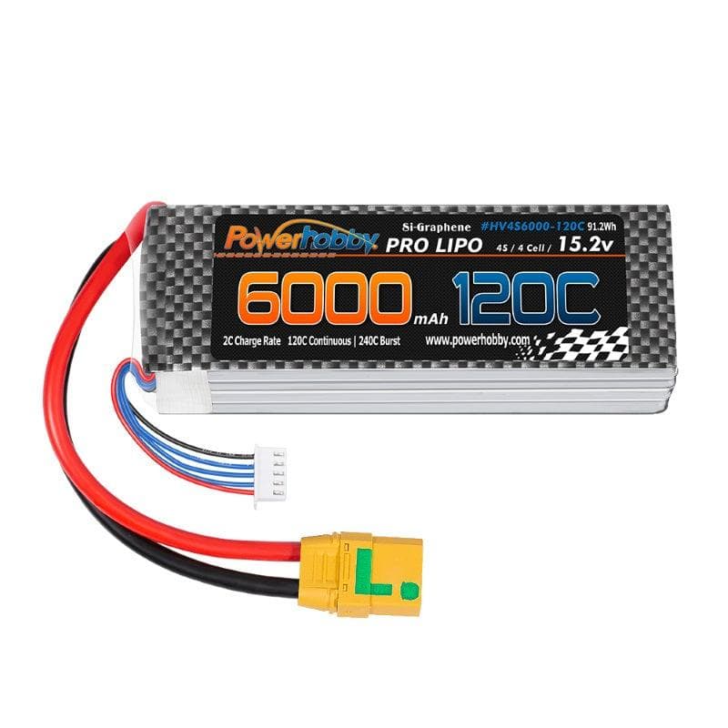 Powerhobby 4s 15.2v 6000MAH 120C Graphene + HV Lipo Battery XT90 Plug Soft Case for fpv drones 1