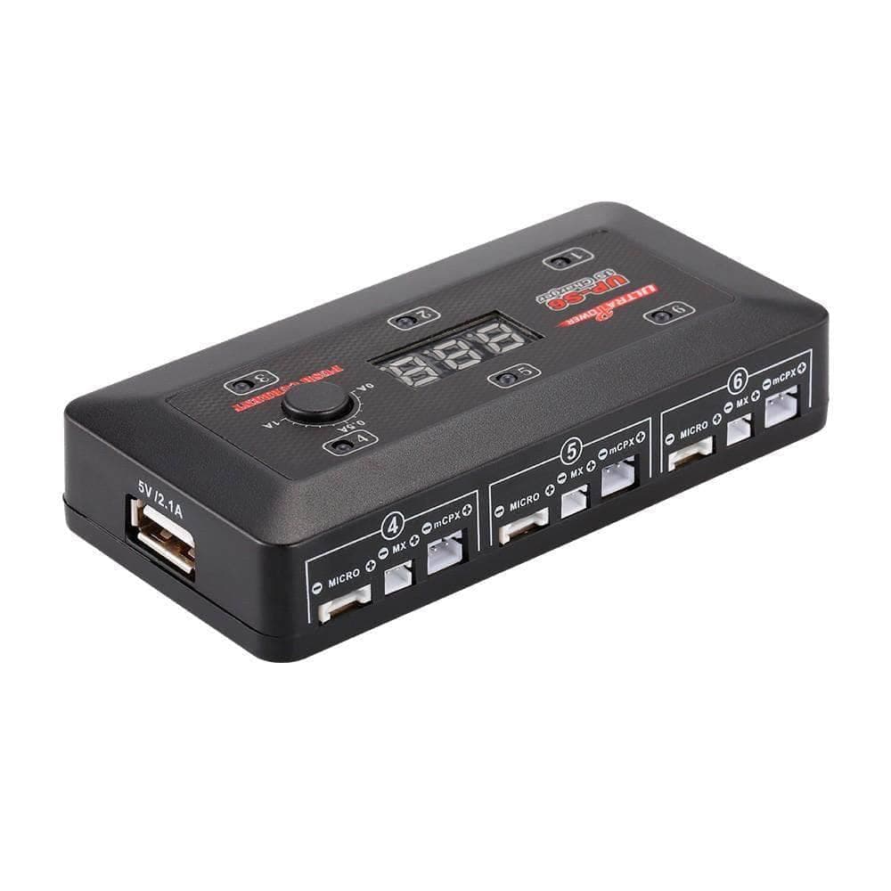 Ultra Power UP-S6 1S LiPo/LiHV 6 Channel DC Whoop Charger for fpv drones