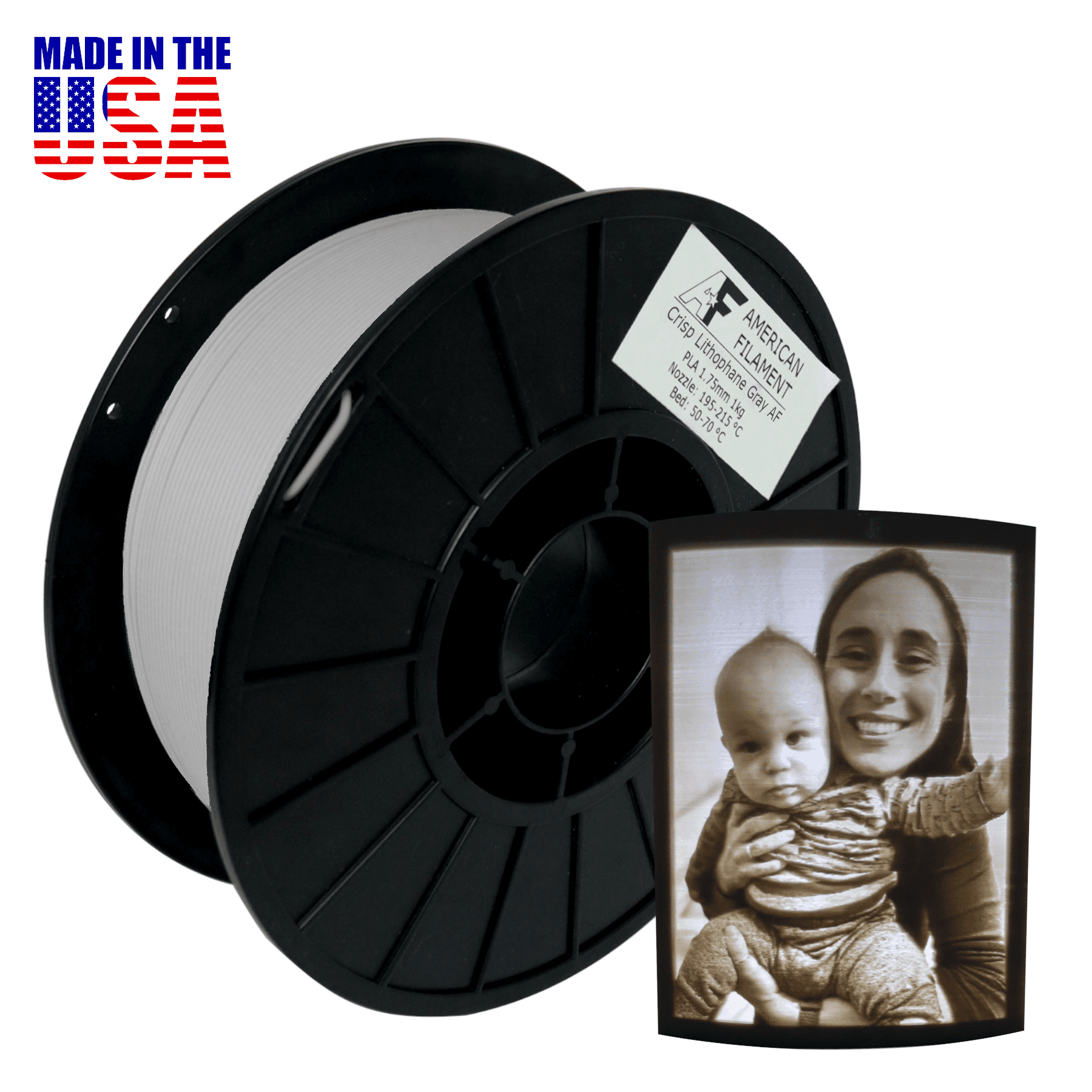 Crisp Lithophane Gray AF 1.75mm PLA Filament - created by Lithophane Maker! for fpv drones 1