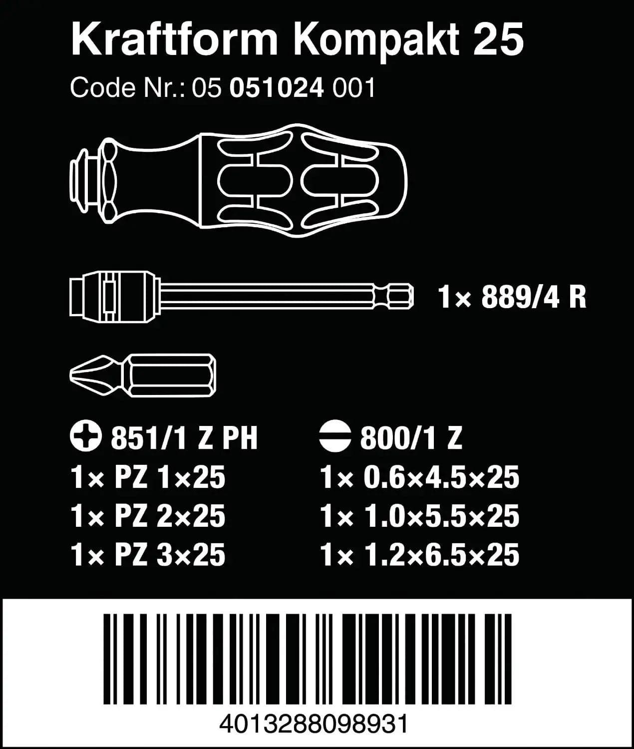 Wera Kraftform Driver & Bit Set 05051024001 for fpv drones 8