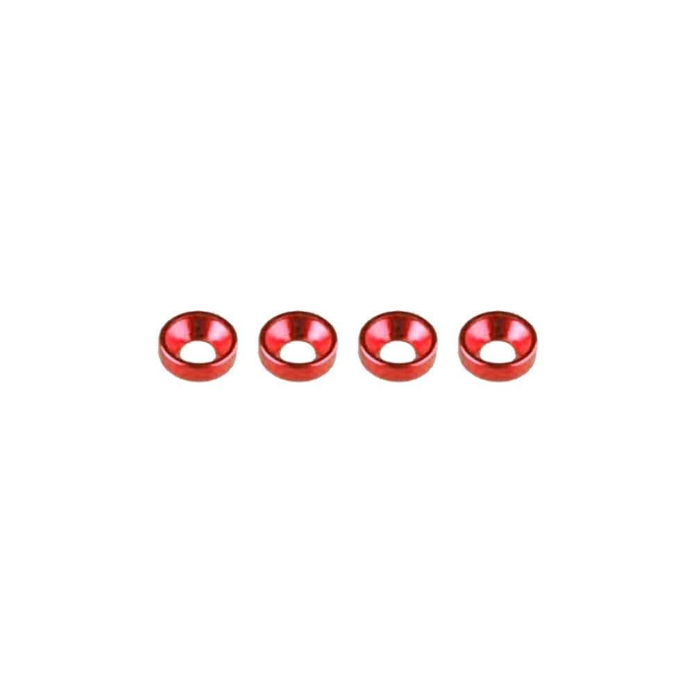 M2 Aluminium Verzonken Sluitring (4 stuks) - ROOD for fpv drones